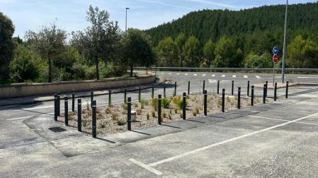 Sistema urbano de drenaje sostenible implantado en el parking del Castillo de Javier