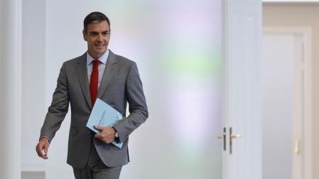 El presidente del Gobierno, Pedro Sánchez, a su llegada para hacer balance este martes del curso político