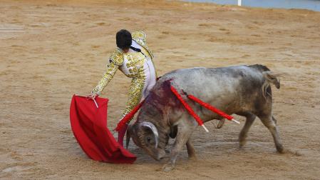 Jaime Torija instrumenta una tanda de derechazos con gusto al novillo jabonero “Carasucia” que cerró el festejo cortándole una oreja
