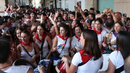 Alegría y cánticos durante la Subida a la Salve el año pasado en Tafalla