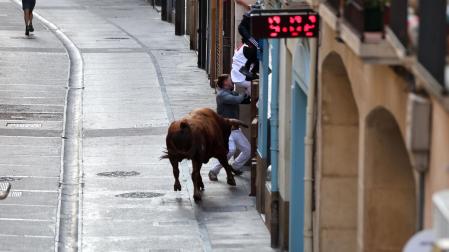 Fotos de la cogida a un mozo en el encierro de Estella el 4 de agosto 2026