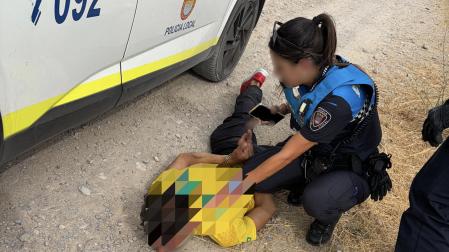 Momento de la detención de uno de los sospechosos en Tudela