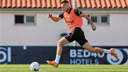 Dubasin, en un entrenamiento de esta semana