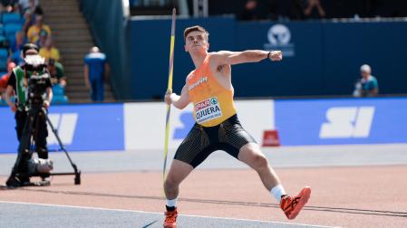 Manu Quijera Poza, lanzando este jueves 13 de agosto al mediodía en en el Europeo de Birmingham