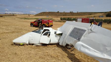Estado en el que ha quedado la avioneta siniestrada