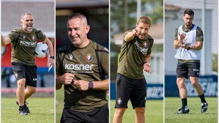 De izquierda a derecha, José Manuel Gil (segundo entrenador), Miguel Ángel Fernández (preparador físico), Iván Madroño (asistente) y José 'Pepe' Fajardo (analista)