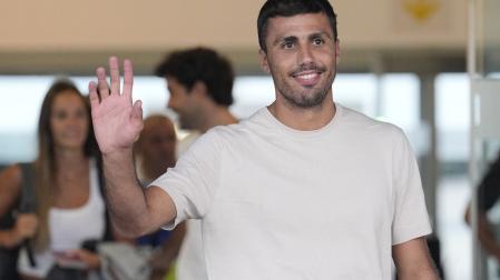 Rodri, a su llegada al aeropuerto de Barcelona