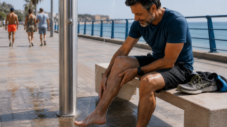 Refrescar las piernas con agua y mantenerse activo durante el verano puede ayudar a aliviar la sensación de pesadez y mejorar el retorno venoso.