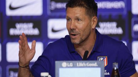 Diego Simeone, en la rueda de prensa previa al debut en Liga del Atlético de Madrid frente al Málaga