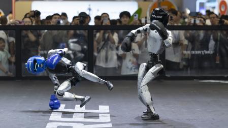 Lucha de dos robots de la compañía china Unitree