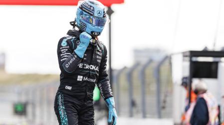 George Russell celebra su 'minipole' en el circuito de Zandvoort