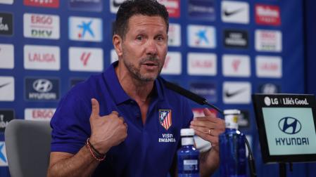 Simeone en la rueda de prensa previa al partido de liga contra el Villareal