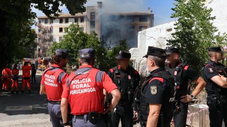 Foto del incendio en la antigua ikastola de Jaso