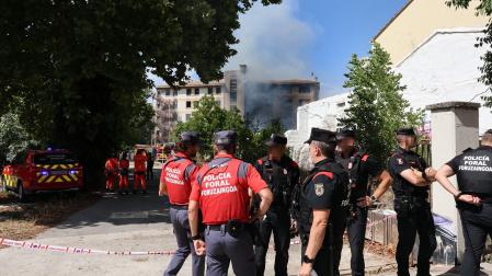 Foto del incendio en la antigua ikastola de Jaso