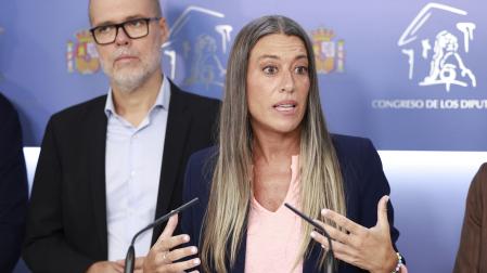 La portavoz de Junts en el Congreso, Miriam Nogueras, en la rueda de prensa ofrecida este miércoles