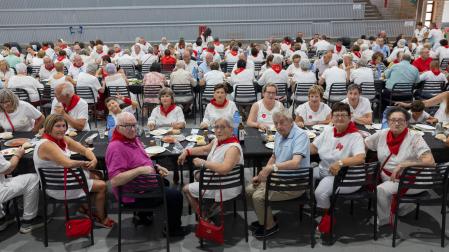 El recinto Ribaforada Arena acogió a centenares de vecinos durante la comida popular celebrada durante el Día de Nuestros Mayores