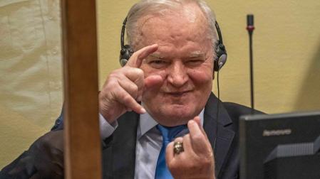 Ratko Mladic, durante su juicio en el Tribunal Penal Internacional de La Haya, que lo condenó a cadena perpetua