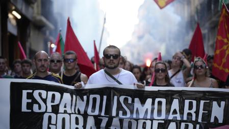 Manifestación de grupos radicales celebrada el pasado 19 de julio en Pamplona en contra de la Selección Española de fútbol
