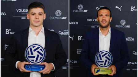 Los futbolistas navarros Iker Gil e Iñigo Alayeto, reconocidos en la gala de la Asociación de Futbolistas Españoles (AFE)