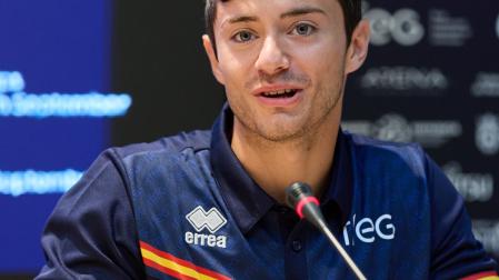 Miquel Mañé durante la rueda de prensa del Navarra Arena.