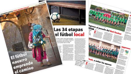Portada y páginas del suplemento del fútbol navarro para la temporada 2026/2027