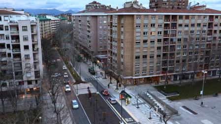 Confluencia de la calle Iturrama con la plaza de Félix Huarte, zona de concentración de pisos de estudiantes