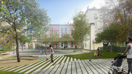 Recreación del proyecto Basoa para la plaza de Santa Ana