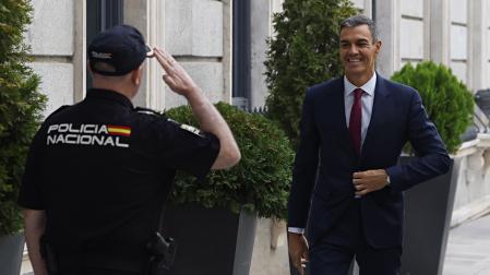 El presidente del Gobierno, Pedro Sánchez, a su llegada a la primera sesión de control del Congreso del curso político, este miércoles