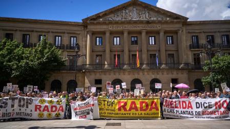 Concentración celebrada el pasado mes de mayo en Pamplona contra las plantas de biogás