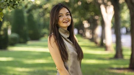 Ana María Amadoz, en el campus de la UPNA