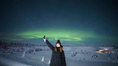 Las auroras boreales son para Saray Domeño uno de los principales alicientes del invierno finés