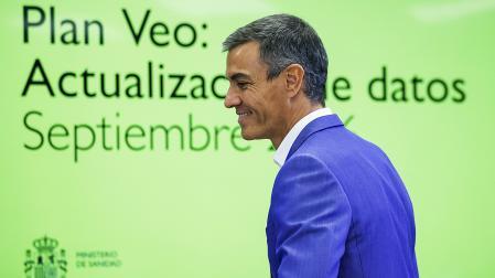 El presidente del Gobierno, Pedro Sánchez, a su llegada a la presentación de la segunda fase del Plan Veo este lunes 14 de septiembre
