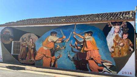 Varios motivos relacionados con la cultura y tradiciones de Fustiñana protagonizaron este mural