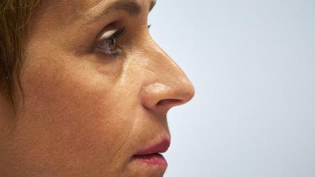 María Chivite durante su comparecencia para hablar sobre la obra de Belate