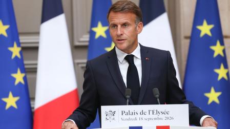 El presidente de Francia, Emmanuel Macron, en la rueda de prensa de este viernes