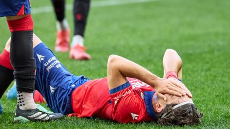 Raúl Moro, en el suelo tras su lesión muscular