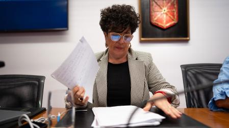 La consejera de Interior, Inma Jurío, en la comparecencia en el Parlamento de Navarra