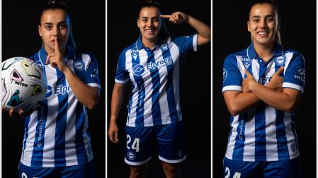 La navarra Merche Izal, lateral del Alavés, durante la sesión de fotos