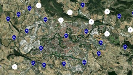 Localidades analizadas en el centro de Navarra