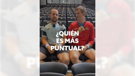 Aitor Elordi y Jon Mariezkurrena, en un momento del vídeo subido a redes por Navarra Arena