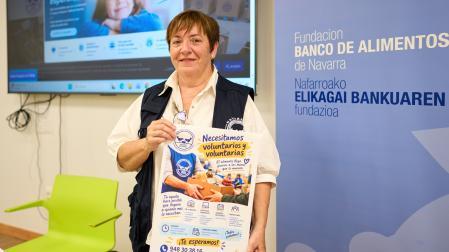 Nati Vitórica, vicepresidenta del Banco de Alimentos de Navarra en la presentación de la herramienta 'Alimentando esperanzas'.