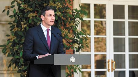 Comparecencia del presidente del Gobierno en Moncloa en abril de 2024 para confirmar que seguía en el cargo tras su retiro de cinco días por las diligencias penales abiertas a su mujer