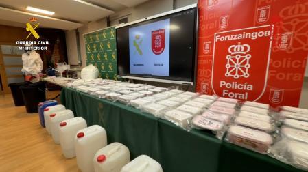 Veinte personas han sido detenidas y más de 220 kilos de droga intervenidos en una operación en la que la Policía Foral y la Guardia Civil han desarticulado una organización criminal
