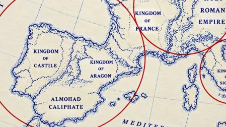 Detalle del mapa del siglo XIII que se puede ver en la exposición sobre la reina Berenguela donde no aparece el Reino de Navarra