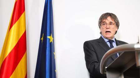 Carles Puigdemont, en su comparecencia este martes en Waterloo