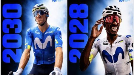 Pablo Castrillo y Natnael Tesfatsion, renovados por el equipo ciclista Movistar