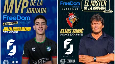 Julen Iurramendi y Elías Tomé, MVP de la Jornada 5 de la Tercera RFEF navarra