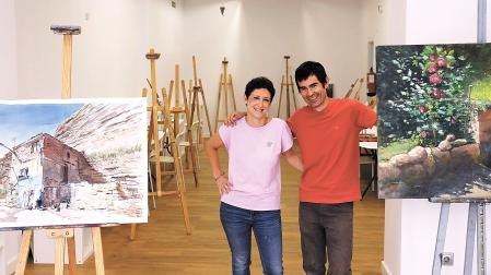 María Baigorri y Jorge Silva, en el nuevo taller de pintura La Maleta del Caracol