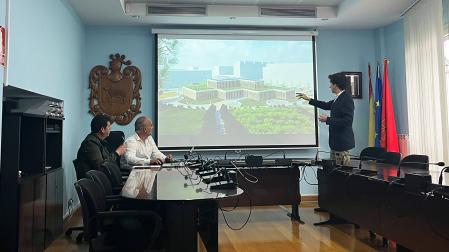 Presentación del diseño de la biblioteca de Berrioplano. Desde la izquierda, Donald Navas (Plazaola, concejal de cultura), Félix Remírez (EH Bildu, alcalde) y el arquitecto Juan José Peralta