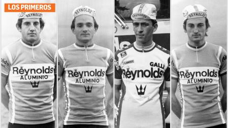 De izda. a dcha., Miguel Acha, Javier López Izcue, Juan Martín Ocaña y Jesús Mari Segura, primeros navarros en correr en el equipo ciclista Reynolds
